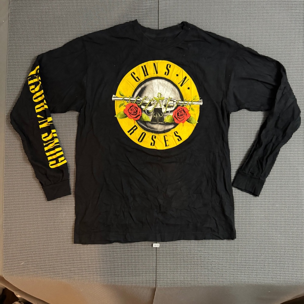 Guns N' Roses Mens Long Sleeve Graphic T-Shirt Black Cotton Band Tee Large